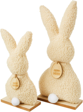 Pyntegjenstand kaniner med teddypels (2-delt sett)