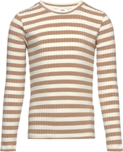 5X5 Classic Stripe Talika Top Tops T-shirts Long-sleeved T-Skjorte Beige Mads Nørgaard