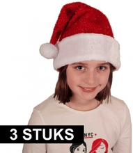 3x Voordelige pluche Kerstmuts met glitters voor kinderen