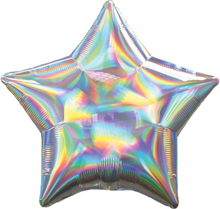 Folieballong Stjärna Silver Färgskimrande Holografisk