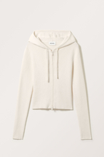 Hooded knit cardigan - White