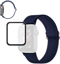 ENKAY Apple Watch 44mm elastic watch strap + screen protector - Dark Blue