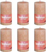 Bolsius Rustikke søylelys Shine 4 stk 130x68 mm tåkete rosa