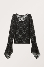Sheer Fitted Lace Top - Black
