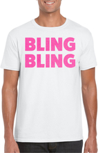 Verkleed T-shirt voor heren - bling - wit - roze glitter - glitter and glamour - carnaval/themafeest