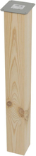 Vierkanten vuren houten meubelpoot 72 cm met bevestigingsplaat (9 x 9 cm)