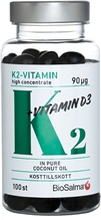 BioSalma K2 90µg + D3-vitamin 25µg 100 kapslar