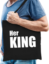 Katoenen tas / shopper zwart her king witte letters heren