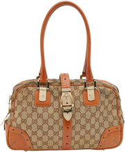 Pre -owned GG Canvas and Leather Buckle Flap Glam Boston Bag