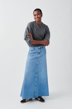 Gina Tricot - Wide maxi denim skirt - jeanskjolar - Blue - 36 - Female