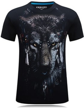 3D Printed T-shirt Men's Summer Casual Wolf Pattern Printed Round Neck Cotton T-shirt Tees