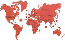Wooden City wereldkaart 120 x 80 cm hout rood 46-delig