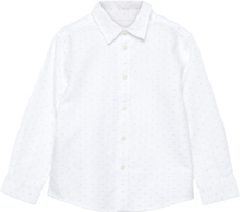 Printed Cotton Shirt Shirts Long-sleeved Shirts Hvit Mango*Betinget Tilbud