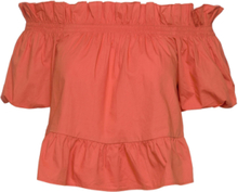 Offshoulder Blouse Tops Blouses Short-sleeved Orange Gina Tricot