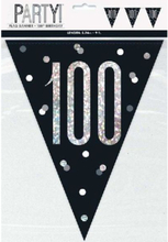 100-års Feiring Svart Holografisk Banner - 274 cm
