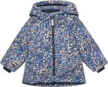 Nmfmaxi Jacket Small Flowers Outerwear Jackets & Coats Winter Jackets Blå Name It*Betinget Tilbud