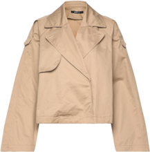 Short Trench Coat Outerwear Jackets Light-summer Jacket Beige Gina Tricot
