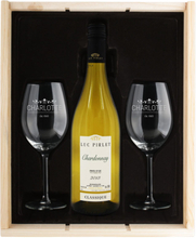 Confezione Vino Maison de la Surprise Chardonnay con bicchieri incisi