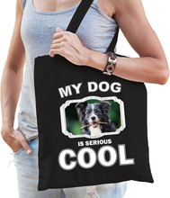 Border collie honden tasje zwart volwassenen en kinderen - my dog serious is cool kado boodschappen