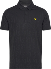 Monogram Jacquard Polo Shirt Sport Polos Short-sleeved Black Lyle & Scott Sport