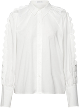 Sandra Scallop Blouse Tops Blouses Long-sleeved White DESIGNERS, REMIX