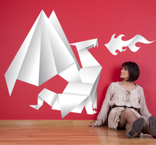 Sticker kinderkamer draak origami