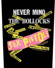 The Sex Pistols: Back Patch/Never Mind the Bollocks Album Tracks Black