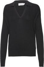 Rib Open Neck Sweater Pullover Svart Calvin Klein*Betinget Tilbud