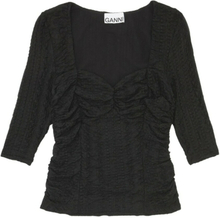 Sorter Ganni Stretch Lace Ruched Blouse Top