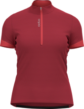 Odlo Women's T-shirt S/U Collar S/S 1/2 Zip Essential American Beauty - Cayenne Kortermede treningstrøyer M
