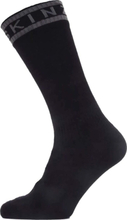 Sealskinz Waterproof Warm Weather Mid Length Sock with Hydrostop Black/Dark Grey Friluftssokker XL