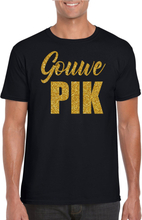Gouwe pik fun tekst t-shirt / kleding met gouden glitters op zwart voor heren