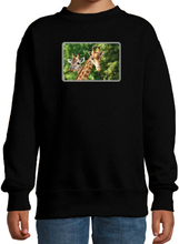 Dieren sweater / trui met giraffen foto zwart voor kinderen