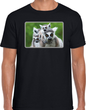 Dieren t-shirt met maki apen foto zwart voor heren - ringstaart maki cadeau shirt