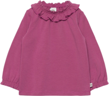 Cozy Me Frill Collar L/S T Baby Tops T-shirts Long-sleeved T-Skjorte Pink Müsli By Green Cotton