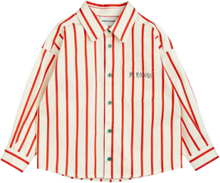 Stripe Twill Shirt Tops Shirts Long-sleeved Shirts Red Mini Rodini