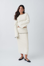 Gina Tricot - Blanket stitch knit skirt - Skjørt - Beige - XL - Female