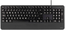 Deltaco LED USB Tastatur m. Store Bogstaver & Nordisk Layout - Sort