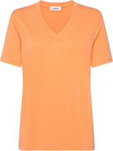 Slcolumbine Loose Fit V-Neck Ss Tops T-shirts & Tops Short-sleeved Orange Soaked In Luxury