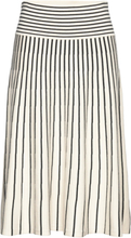 Striped Cotton-Blend Midi Skirt Knælang Nederdel Cream Lauren Ralph Lauren