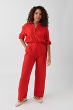 Gina Tricot - Linen trousers - linbukser - Red - XS - Female