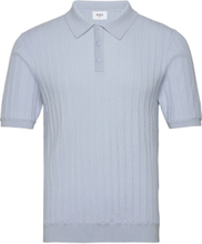 Naples Polo Vertical Knit Blue Designers Knitwear Short Sleeve Knitted Polos Blue Wax London