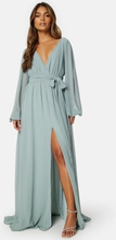 Goddiva Long Sleeve Chiffon Dress Sage Green XXL (UK18)