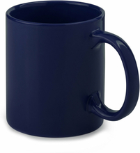 Koffie mokken/bekers - 1x - keramiek - glans - met oor - donkerblauw - 370 ml