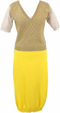 Louis Vuitton pre-eide kjole i gullbeżowy kashmir med gult skjørt