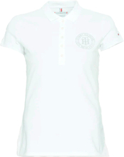 Tommy Hilfiger Women Crystal TH Logo Polo White