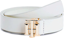 Tommy Hilfiger Women TH Gold Buckle Leather Belt White