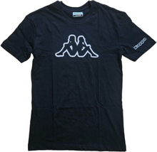 Kappa Herren Baumwoll-Shirt Rundhals-Shirt mit großem Logo-Patch Kurzarm-Shirt 19-4006 A09 Schwarz