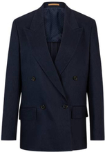 Relaxed-fit blazer in stretch wool and linen