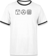 Back To The Future Symbols Embroidered Unisex Ringer T-Shirt - White/Black - XS